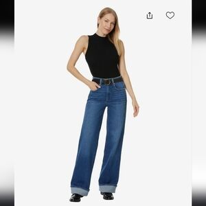 Paige Sasha 32 Wide Cuff Ladies High Rise 23 Medium Wash EUC